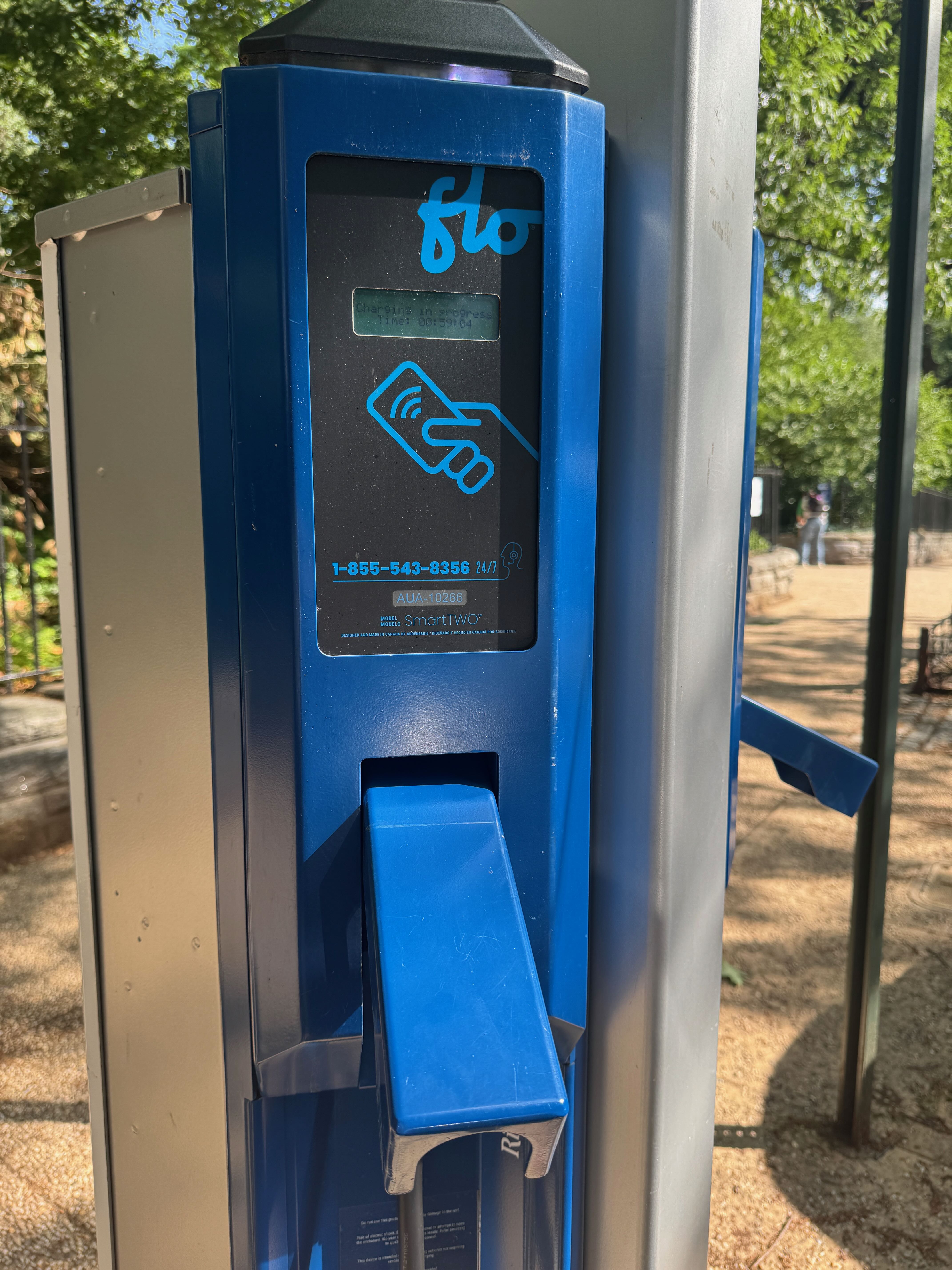 Close-up of the FLO charger unit at 170 East End Avenue